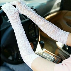 Long White Lace Gloves